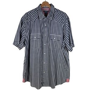 Johnston & Murphy Mens Slim Fit Short Sleeve Pearl Snap Western Style Shirt XXL
